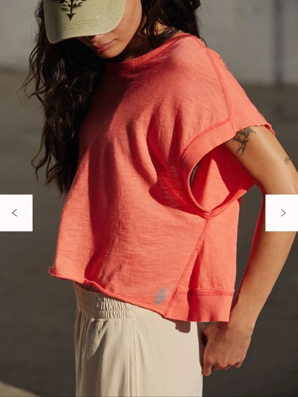 NWT Free People Movement My Time tee Neon coral
